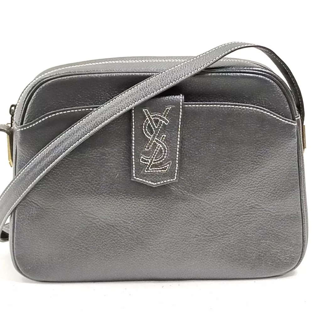 YSL LOGO LEATHER SHOULDER BAG